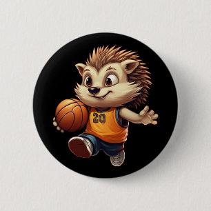 Badge Rond 5 Cm Hérisson de basket-ball 1