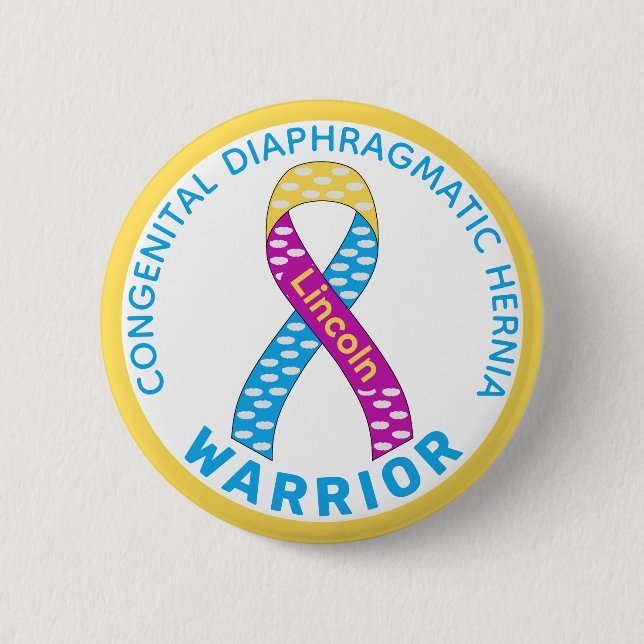 Badge Rond 5 Cm Hernie diaphragmatique congénitale blanc guerrier (Devant)