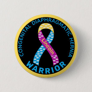 Badge Rond 5 Cm Hernie diaphragmatique congénitale guerrière Noir