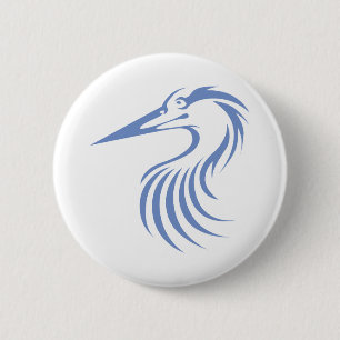 Badge Rond 5 Cm Héron de grand bleu