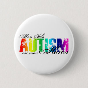 Badge Rond 5 Cm Héros de lundi Fils - autisme