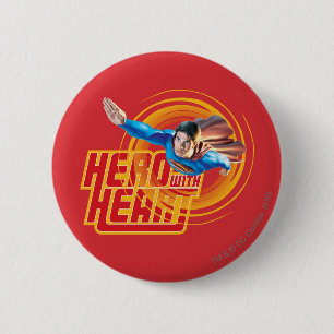 Badge Rond 5 Cm Héros Superman avec coeur