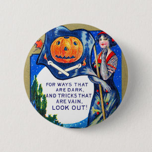 Badge Rond 5 Cm Heure d'Halloween tombée
