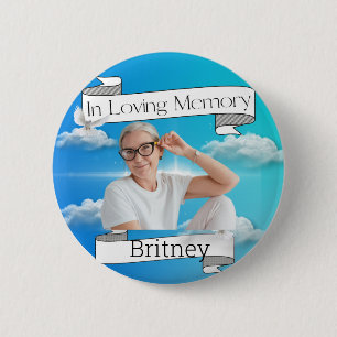 Badge Rond 5 Cm Heure & Ribbon Memorial RIP