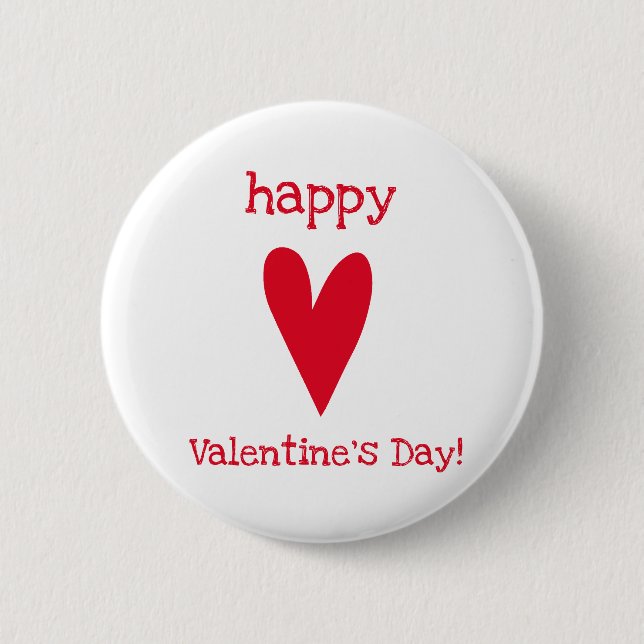 Badge Rond 5 Cm HEUREUSE SAINTE-VALENTIN ! Coeur rouge (Devant)
