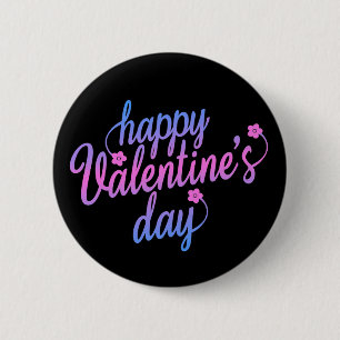 Badge Rond 5 Cm Heureuse Sainte-Valentin floral mignon   Bouton d'