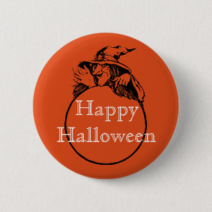 Badge Rond 5 Cm Heureuse sorcière d'Halloween