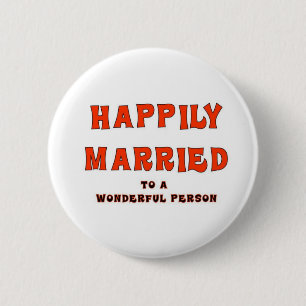 BADGE ROND 5 CM HEUREUSEMENT MARIÉ