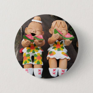 Badge Rond 5 Cm Heureux amis de la pastèque