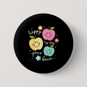 Badge Rond 5 Cm Heureux de voir votre visage Groovy Apple Smile Fa
