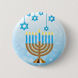 Badge Rond 5 Cm Heureux Hanoukka Menorah
