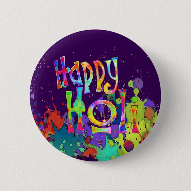 Badge Rond 5 Cm HEUREUX HOLI ! - Diffuser le message Holi (Devant)