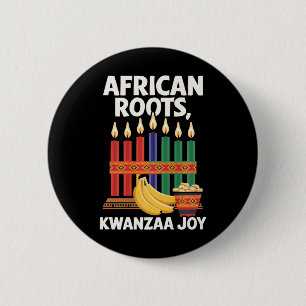 Badge Rond 5 Cm Heureux Kwanzaa bougies Afrique Fête Afrique Améri