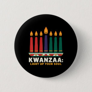 Badge Rond 5 Cm Heureux Kwanzaa bougies Afrique Fête Afrique Améri