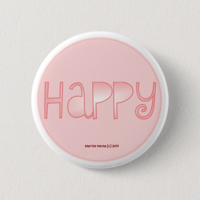 Badge Rond 5 Cm Heureux - un mot positif (Devant)