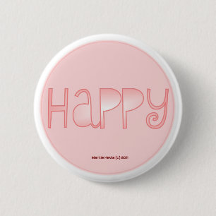 Badge Rond 5 Cm Heureux - un mot positif