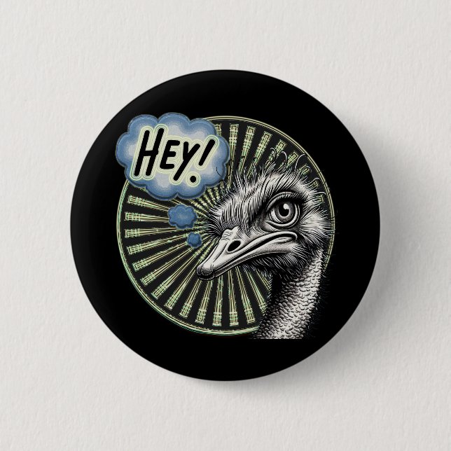 Badge Rond 5 Cm Hey Ostrich Bubble Button (Devant)