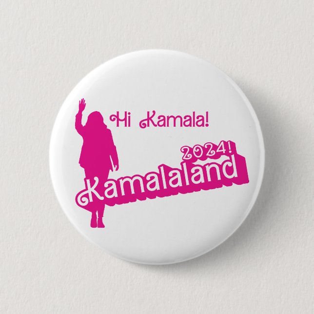Badge Rond 5 Cm "Hi Kamala" - Bouton rond (slogan B) (Devant)
