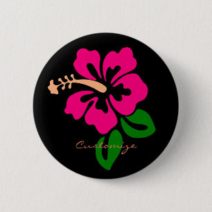 Badge Rond 5 Cm Hibiscus rose tropical Thunder_Cove