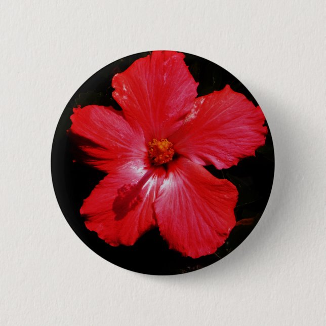 Badge Rond 5 Cm Hibiscus rouge (Devant)