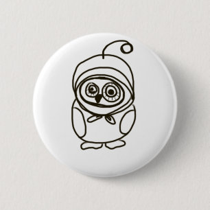 Badge Rond 5 Cm hibou aimable simple