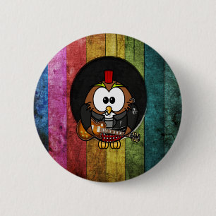 Badge Rond 5 Cm Hibou frais drôle de rock&roll avec le jeu de
