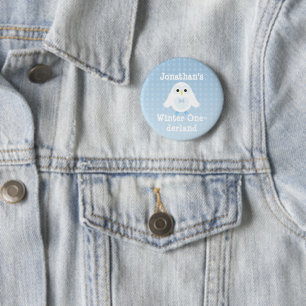 Badge Rond 5 Cm Hibou mignon d'Onederland d'hiver de garçon