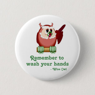 Badge Rond 5 Cm Hibou sage