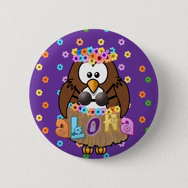 Badge Rond 5 Cm hibou wahine (Devant)
