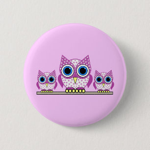 Badge Rond 5 Cm hiboux