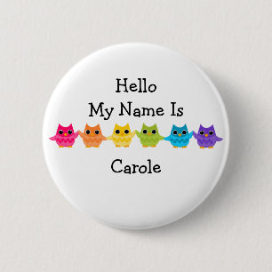 Badge Rond 5 Cm Hiboux d'arc-en-ciel