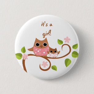 Badge Rond 5 Cm Hiboux de maman et de bébé