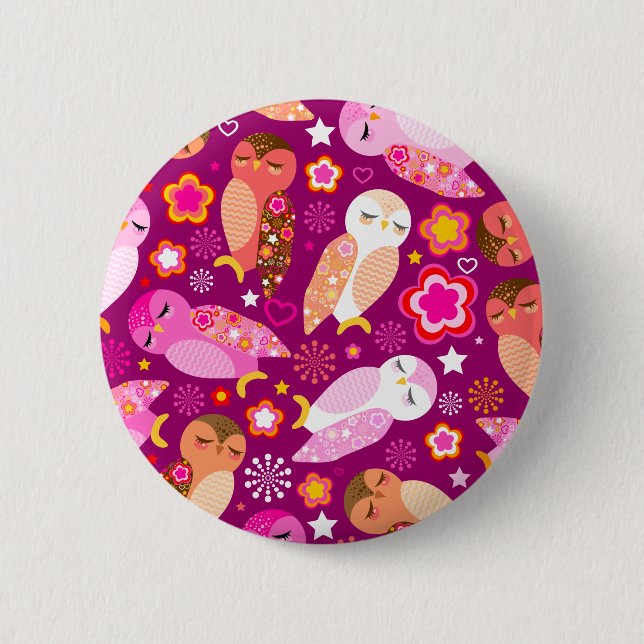 Badge Rond 5 Cm Hiboux de paix et d'amour (Devant)