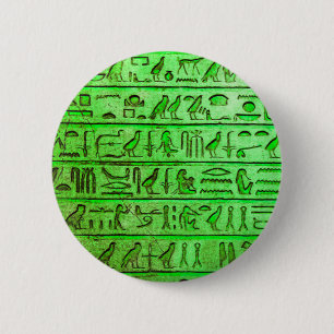 Badge Rond 5 Cm Hiéroglyphes égyptiens anciens Vert