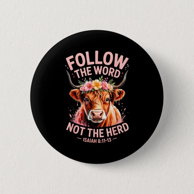 Badge Rond 5 Cm Highland Cow Christian  (Devant)