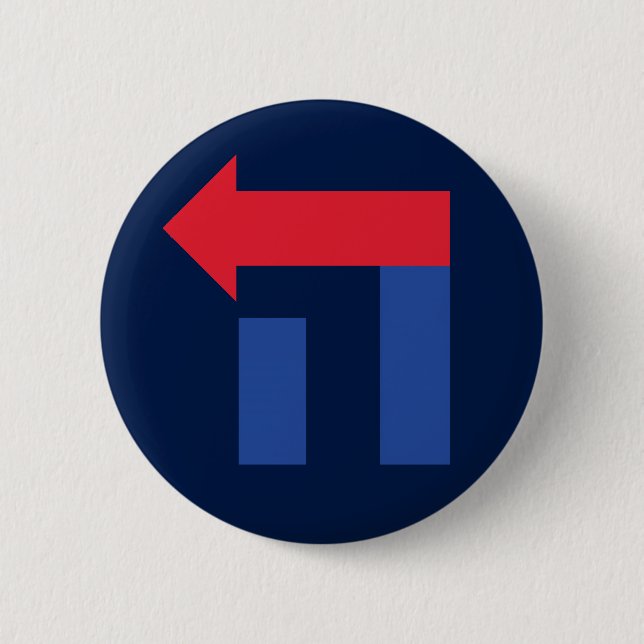 Badge Rond 5 Cm Hillary bleue et rouge dans le bouton hébreu (Devant)