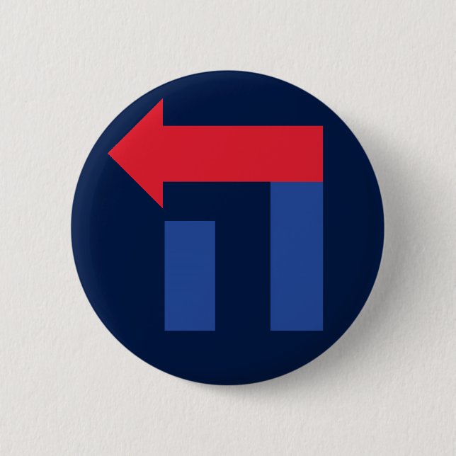 Badge Rond 5 Cm Hillary bleue et rouge dans le bouton hébreu (Devant)