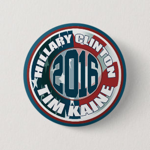 Badge Rond 5 Cm Hillary Clinton Tim Kaine en 2016