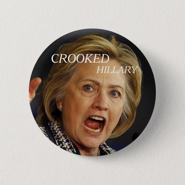 Badge Rond 5 Cm Hillary Clinton tordue 2016 (Devant)