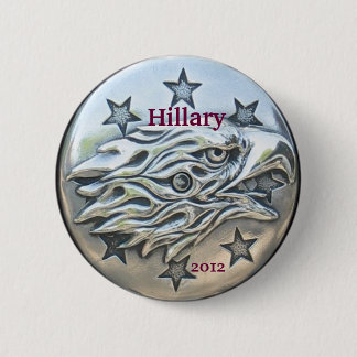 Badge Rond 5 Cm Hillary pour le président 2012, Eagle argenté
