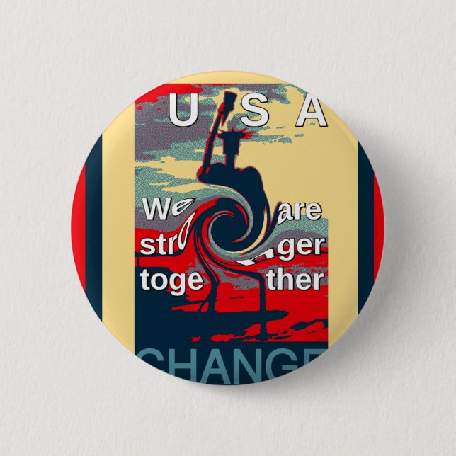 Badge Rond 5 Cm Hillary USA nous sommes plus forts ensemble (Devant)