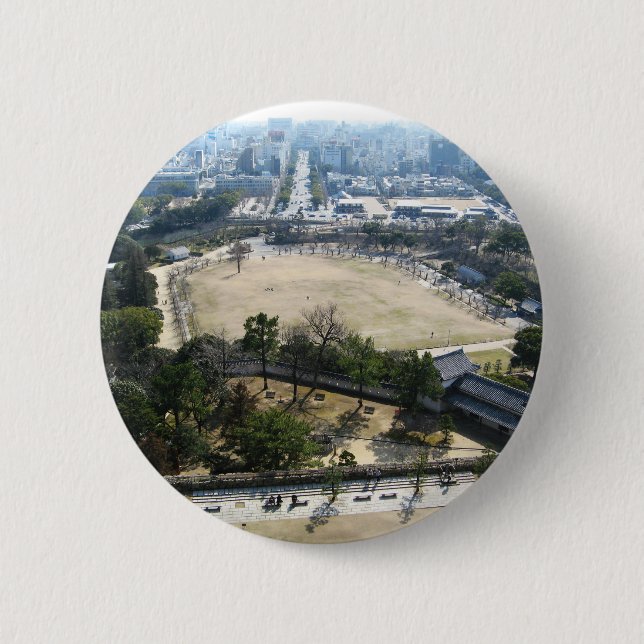Badge Rond 5 Cm Himeji, Japon (Vue du château haut) (Devant)