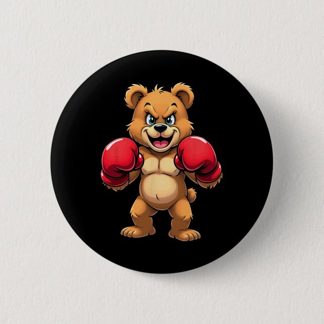 Badge Rond 5 Cm Hip Hop Bear Boxe Kickboxing  (Devant)