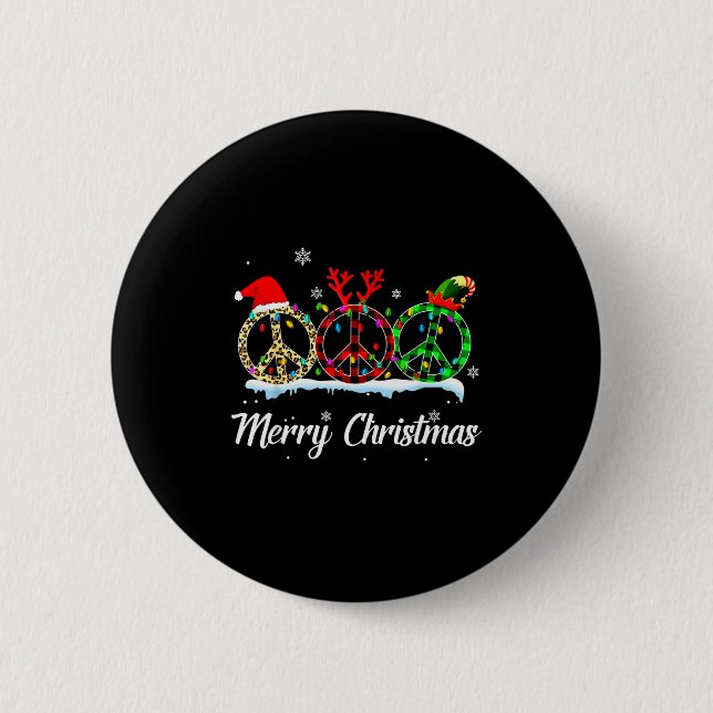 Badge Rond 5 Cm Hipe Peace Sign Santa Hat Reindeer Merry Christmas (Devant)