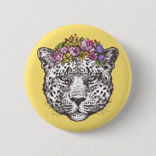 Badge Rond 5 Cm Hippie de léopard chic
