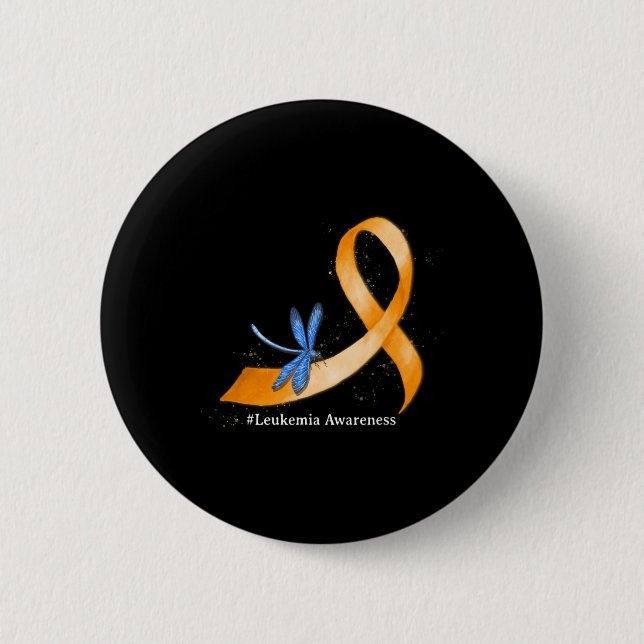 Badge Rond 5 Cm Hippie Dragonfly Orange Ribbon Leukemia Sensibilis (Devant)