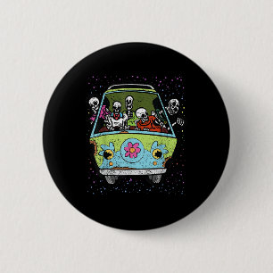 Badge Rond 5 Cm Hippie Van Halloween Costume Retro Bones