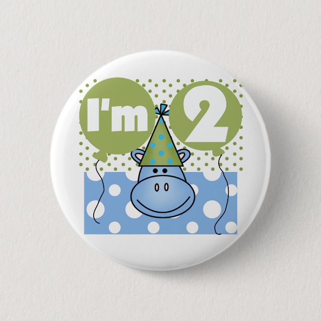 Badge Rond 5 Cm Hippo 2e Anniversaire Tshirts et cadeaux (Devant)