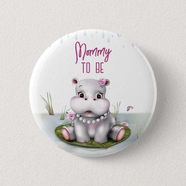 Badge Rond 5 Cm Hippo River Adventure Mommy to Be (Devant)