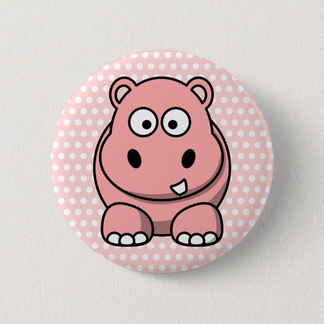 Badge Rond 5 Cm Hippo rose mignon (Devant)